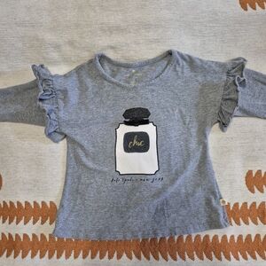Kate Spade Girls Chic Gray Kids Top with Ruffle Sleeves